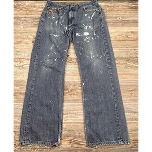 Pepe Vintage Jeans Mens Thrashed Destroyed Stained Paint Splash Y2K Size 34/32